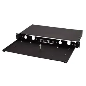 LogiLink FB0001B 19-inch 1U Rack-Mountable Fiber Optic Splice Box, Steel, Black