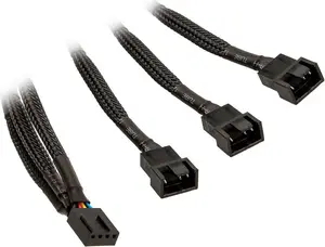 Y-splitter cable for 3 fans EK Water Blocks EK-Cable 3‑Fan PWM 10 cm, 4-pin PWM to 3×3-pin, black