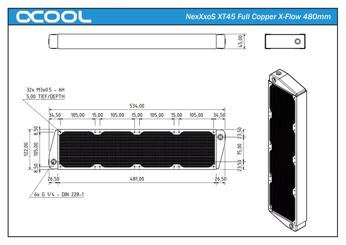 Радиатор Alphacool NexXxoS XT45 Full Copper X-Flow Photo 7