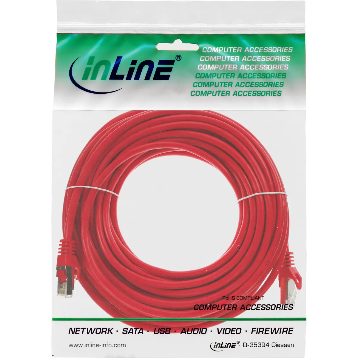InLine Patch Cable SF/UTP Cat.5e Red 50m Photo 3