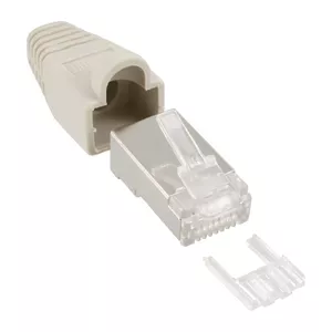 Разъем RJ45 8P8C с обжимом InLine с защитой от изгиба бежевый