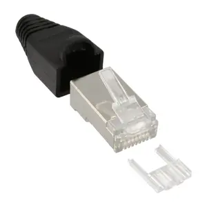 Разъем RJ45 8P8C с экранированием InLine с протяжкой и защитой от изгиба черный
