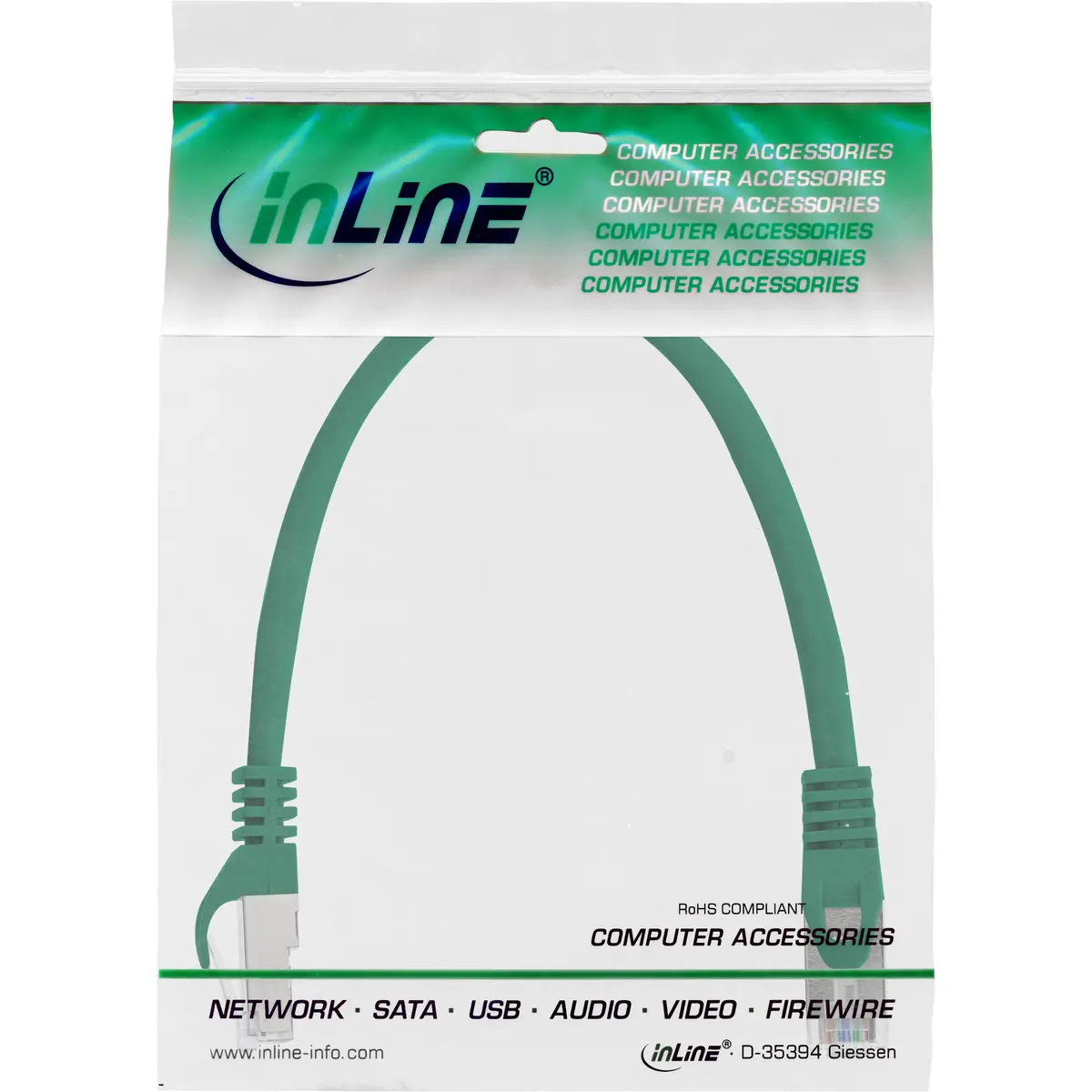Патч-корд InLine F/UTP Cat.5e 0.3м зеленый Photo 3