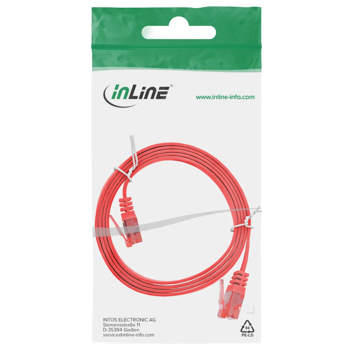 InLine Flat Ultraslim Patch Cable U/UTP Cat.6 Red 1m Photo 4