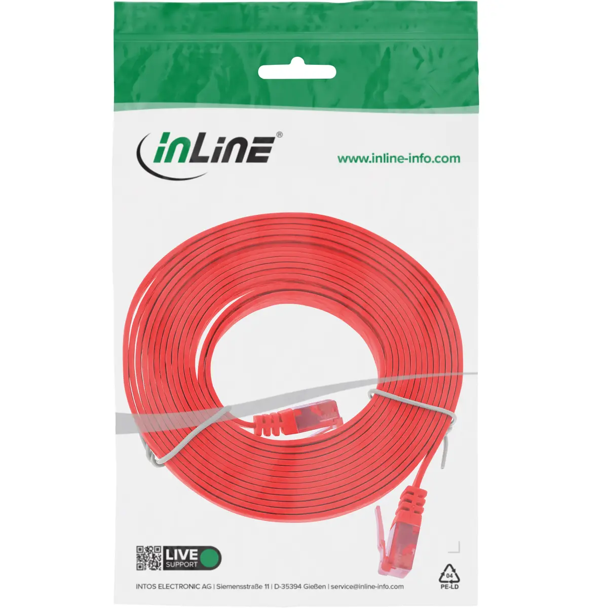 InLine Плоский патч-корд Cat6 Красный 3м Photo 4