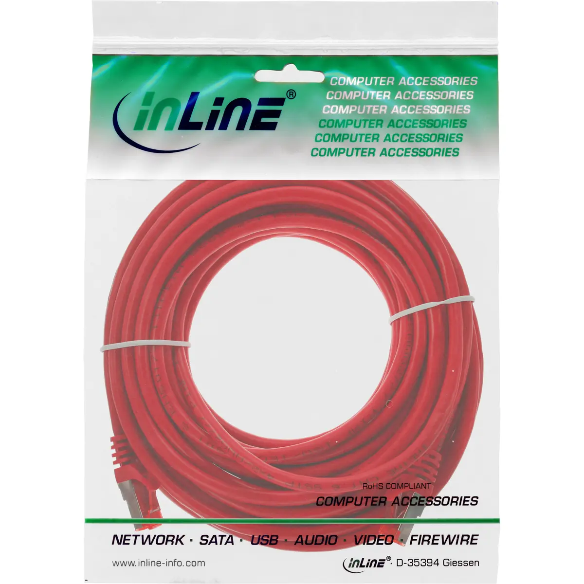 InLine Cat.6 S/FTP Network Cable 10m Red Photo 3