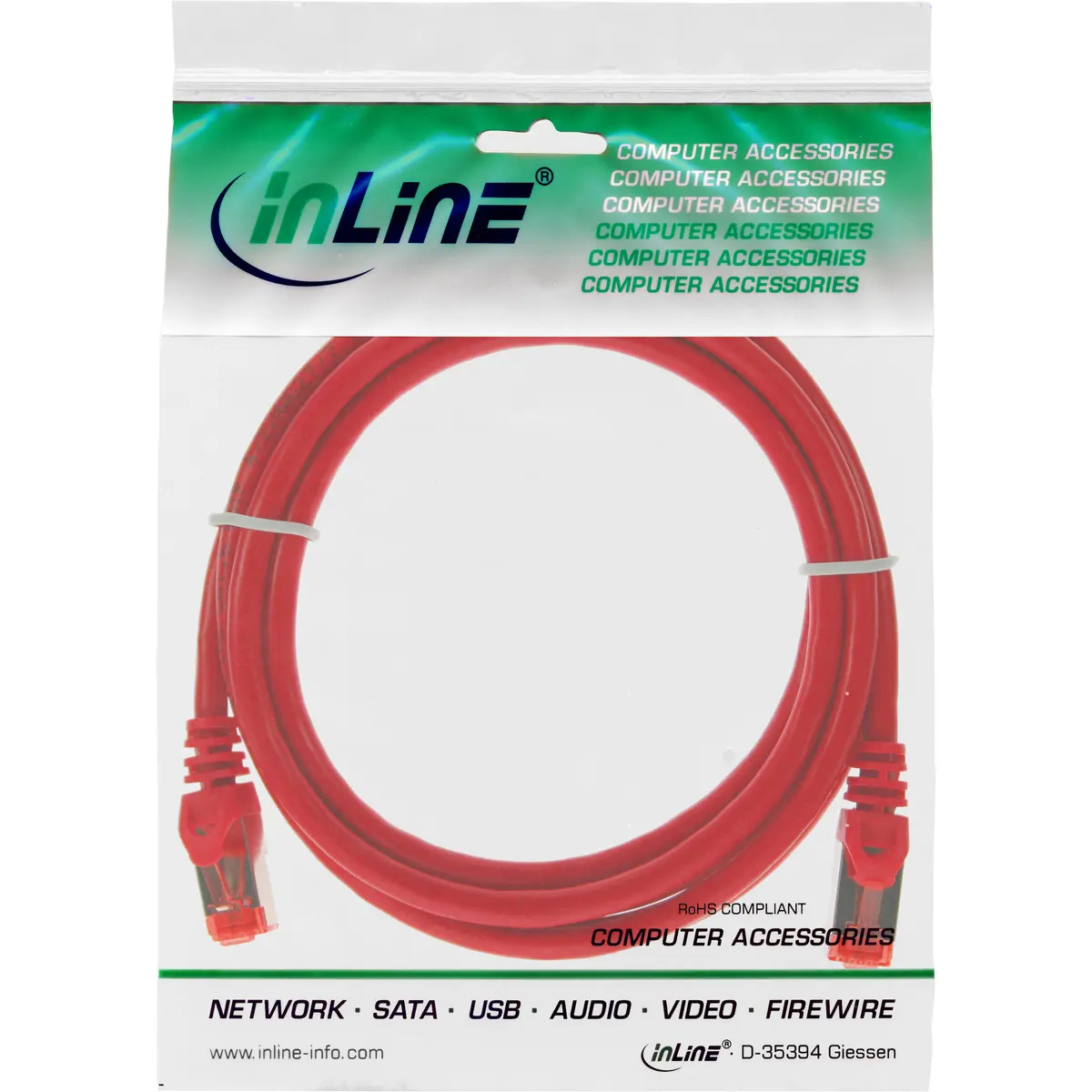 InLine Патч-корд S/FTP Cat.6 1м Красный Photo 3