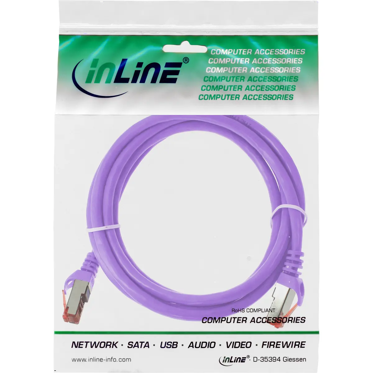 Патч-корд InLine Cat.6 S/FTP 0.5м фиолетовый Photo 3