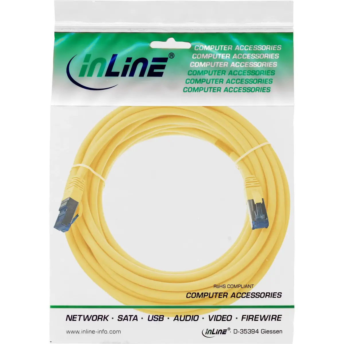 InLine S/FTP Cat.6A 10m Yellow Patch Cable 76800Y Photo 4
