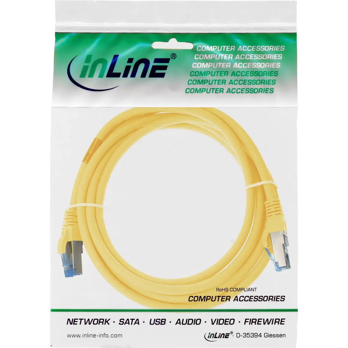 Сетевой кабель InLine S/FTP Cat6a 1м желтый Photo 4