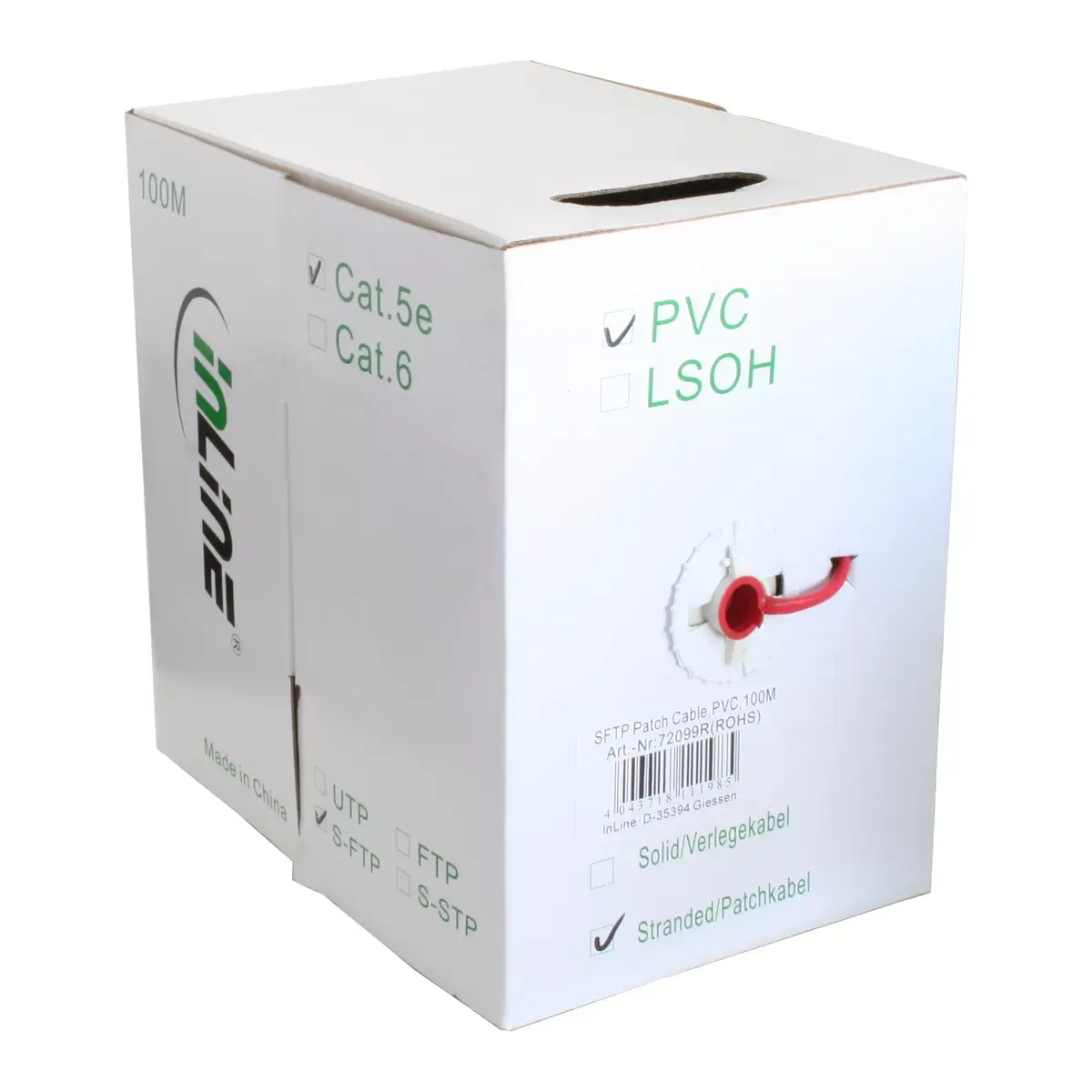 Патч-кабель InLine SF/UTP Cat.5e AWG26 CCA PVC красный 100м Photo 3