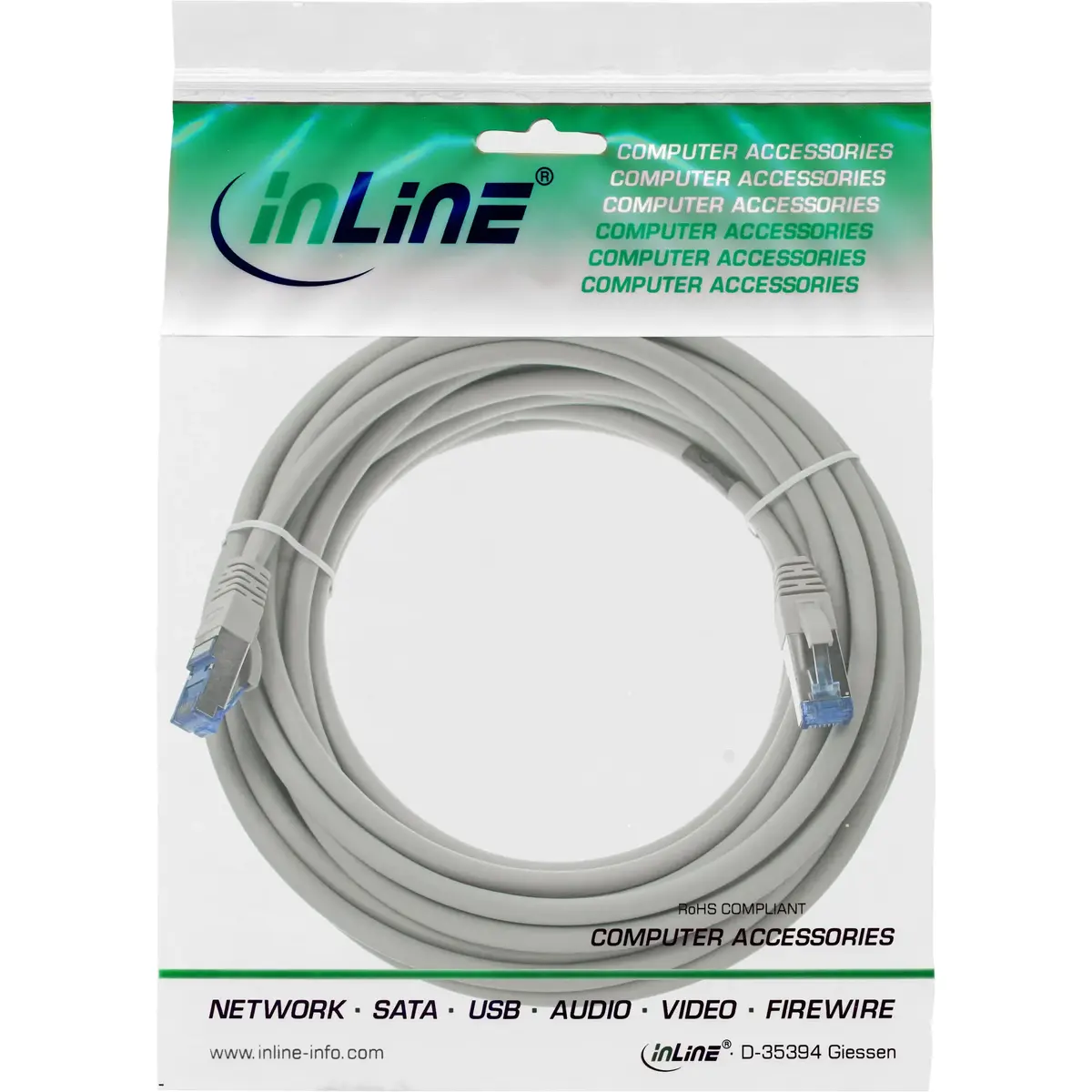 InLine Patch Cable S/FTP Cat.6A 10m Grey Photo 4