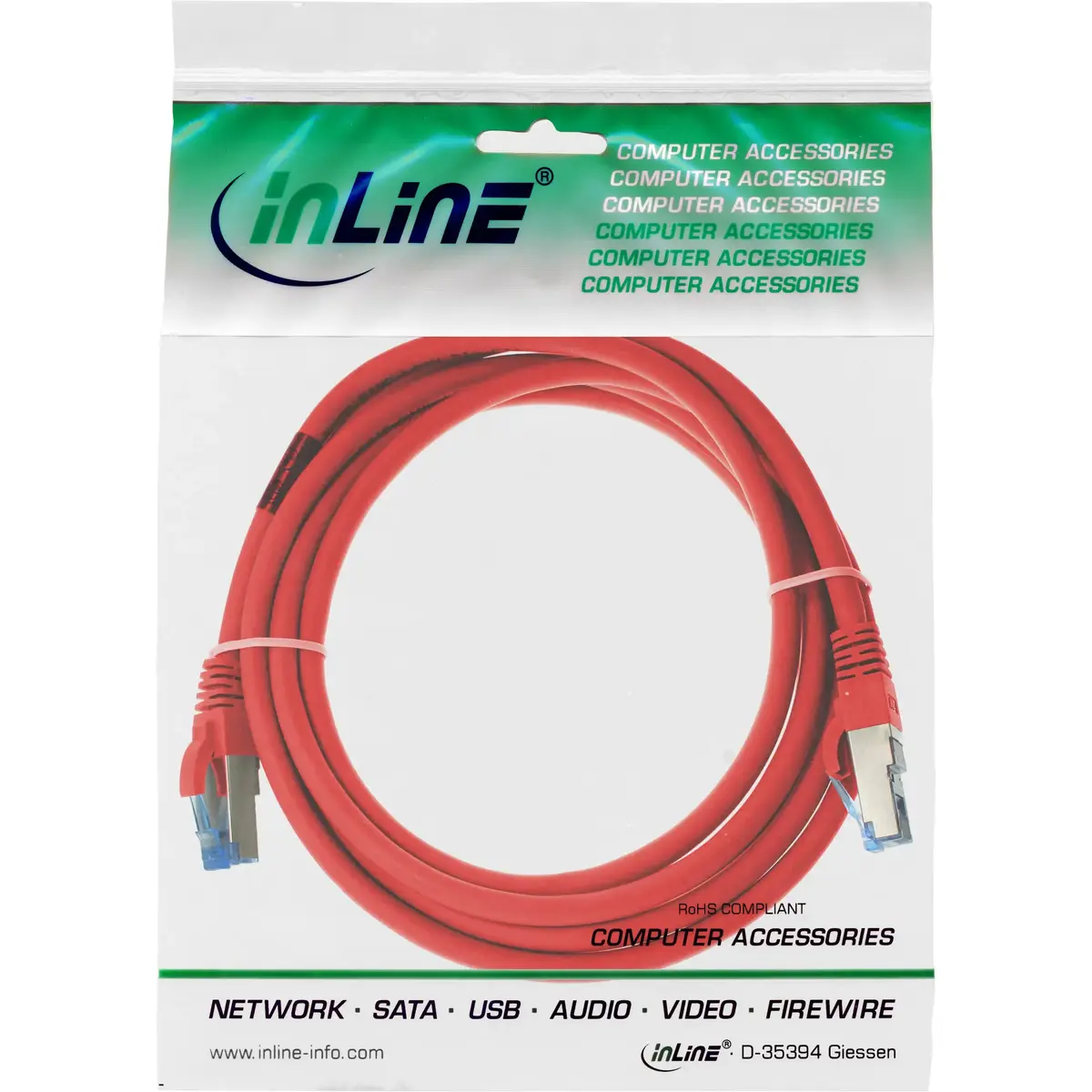 InLine Патч-корд S/FTP Cat6a Красный 1.5м 76814R Photo 4