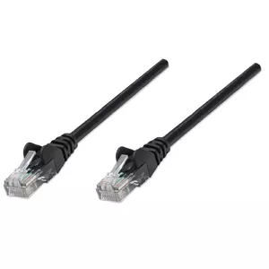 Intellinet Network Patch Cable, Cat5e, 1m, Black, CCA, U/UTP, PVC, RJ45, Gold Plated Contacts, Snagless, Booted, Lifetime Warranty, Polybag