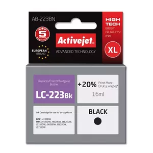 Compatible ink cartridge ActiveJet AB-223BN Black, pigment ink, 16 ml, High (XL) yield, for Brother LC-223Bk
