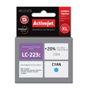 Ink cartridge ActiveJet AB-223CN compatible for Brother, Cyan, Dye-based 10 ml, High (XL) yield, single pack