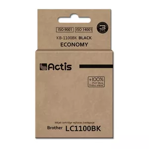 Картридж для принтера ACTIS KB-1100Bk совместимый с Brother, черные пигментные чернила 28 мл, стандартная ёмкость