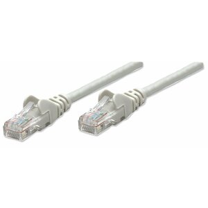 Intellinet Network Patch Cable, Cat5e, 3m, Grey, CCA, U/UTP, PVC, RJ45, Gold Plated Contacts, Snagless, Booted, Lifetime Warranty, Polybag
