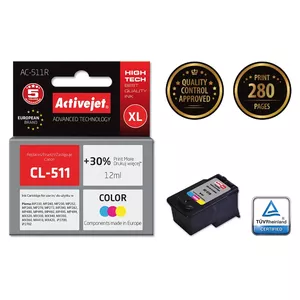 Картридж ActiveJet AC-511R совместимый для Canon CL-511, красители CMY, повышенная ёмкость (XL) 12 мл, 1 шт.