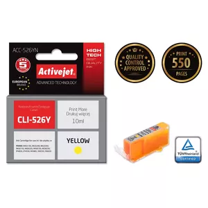 Tintes kasetne ActiveJet ACC-526YN saderīga ar Canon, dzeltena, krāsu tinte 10 ml, XL augsta ietilpība
