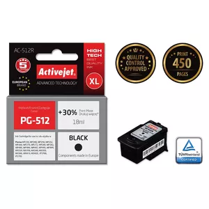 Ink cartridge ActiveJet AC-512R replacement for Canon PG-512 — pigment black, 18 ml, high (XL) yield, single pack