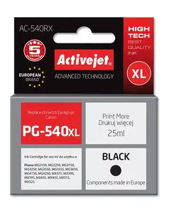 Ink cartridge ActiveJet AC-540RX black, compatible with Canon PG-540XL, pigment black 25 ml, single pack, refurbished premium