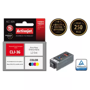 Ink cartridge ActiveJet ACC-36N compatible for Canon CLI-36, 4-colour set, dye-based, 12.5 ml, High (XL) Yield, single pack