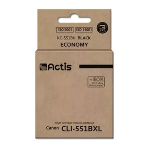 Tintes kasetne ACTIS KC-551Bk saderīga ar Canon, melna pigmenta tinte 12 ml, standarta ietilpība, 1 gab.