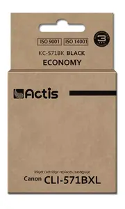 Tintes kasetne ACTIS KC-571BK Black — savietojama ar Canon, pigmenta tinte 12 ml, standarta ietilpība, viengabala iepakojums