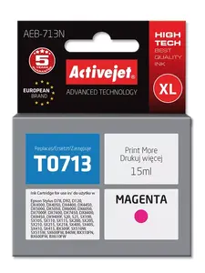 Картридж с чернилами ActiveJet AEB-713N совместимый с Epson T0713/T0893, пигментный магента, 15 мл, повышенная ёмкость (XL)