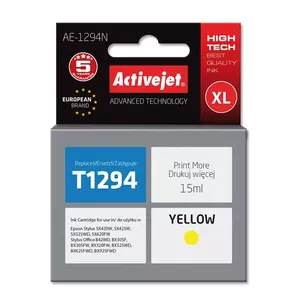Картридж ActiveJet AE-1294N совместимый для Epson T1294 — жёлтый, 15 мл, повышенная ёмкость (XL)