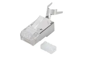 DIGITUS AK-219604 Модульный штекер CAT 6A экранированный для круглого кабеля с проходной конструкцией и прозрачным корпусом