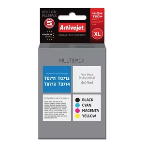 Compatible ink cartridge multipack ActiveJet AEB-715N — Black (pigment) 15 ml + Cyan, Magenta, Yellow 15 ml (XL)