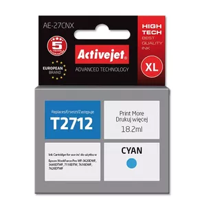 Ink cartridge ActiveJet AE-27CNX compatible for Epson, Cyan, 18.2 ml, High (XL) yield, 1100 pages