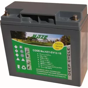 Želejas (GEL) akumulators 12V 18Ah | 181x76x167mm | 5.5kg | HAZE HZY-EV-12-18