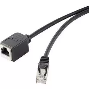 Ethernet RJ45 Extension Cable Renkforce CAT5e 0.50 m Black with Locking Mechanism
