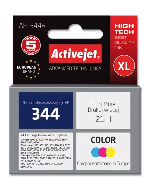 Tintes kārtridžs ActiveJet AH-344R priekš HP (krāsa, 21 ml, XL) Photo 2