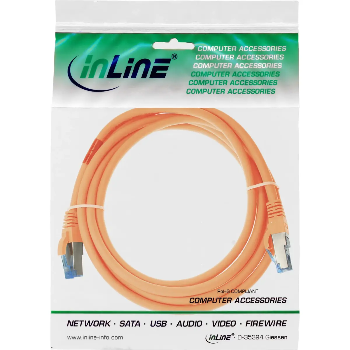 Патч-корд InLine Cat6a S/FTP 1.5м - Оранжевый Photo 4