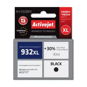 Картридж ActiveJet AH-932BRX — совместимый заменитель для HP 932XL, пигментный черный, 30 мл, повышенная ёмкость