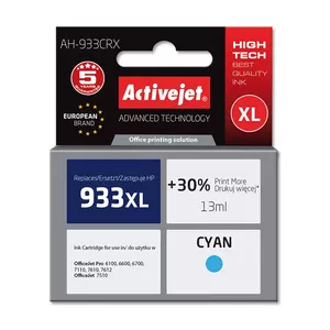 Ink cartridge ActiveJet AH-933CRX cyan, compatible with HP 933XL CN054AE, 14 ml pigment ink, refurbished, 1 pc