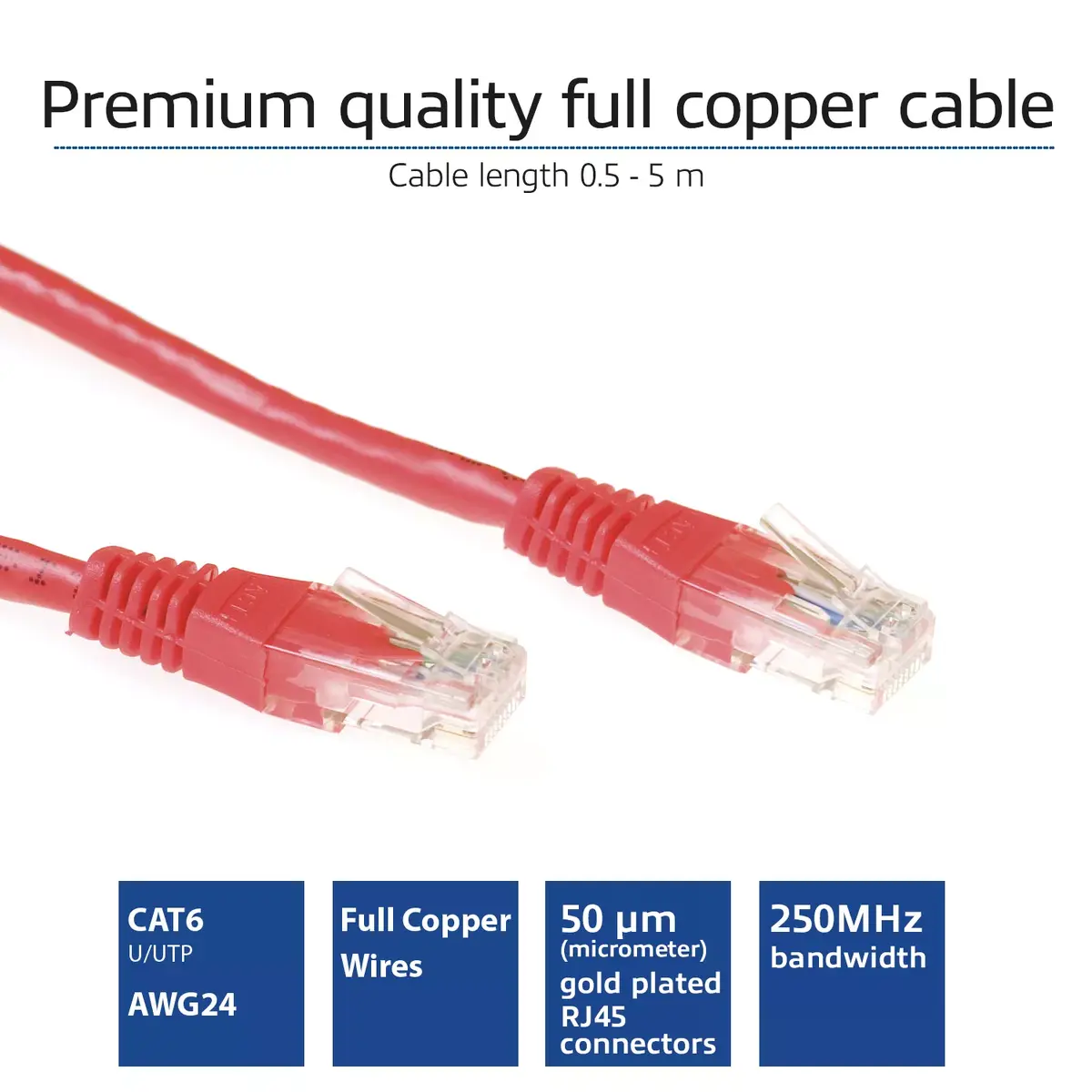 Pārejas kabelis ACT Red 1 metrs U/UTP CAT6 Photo 2