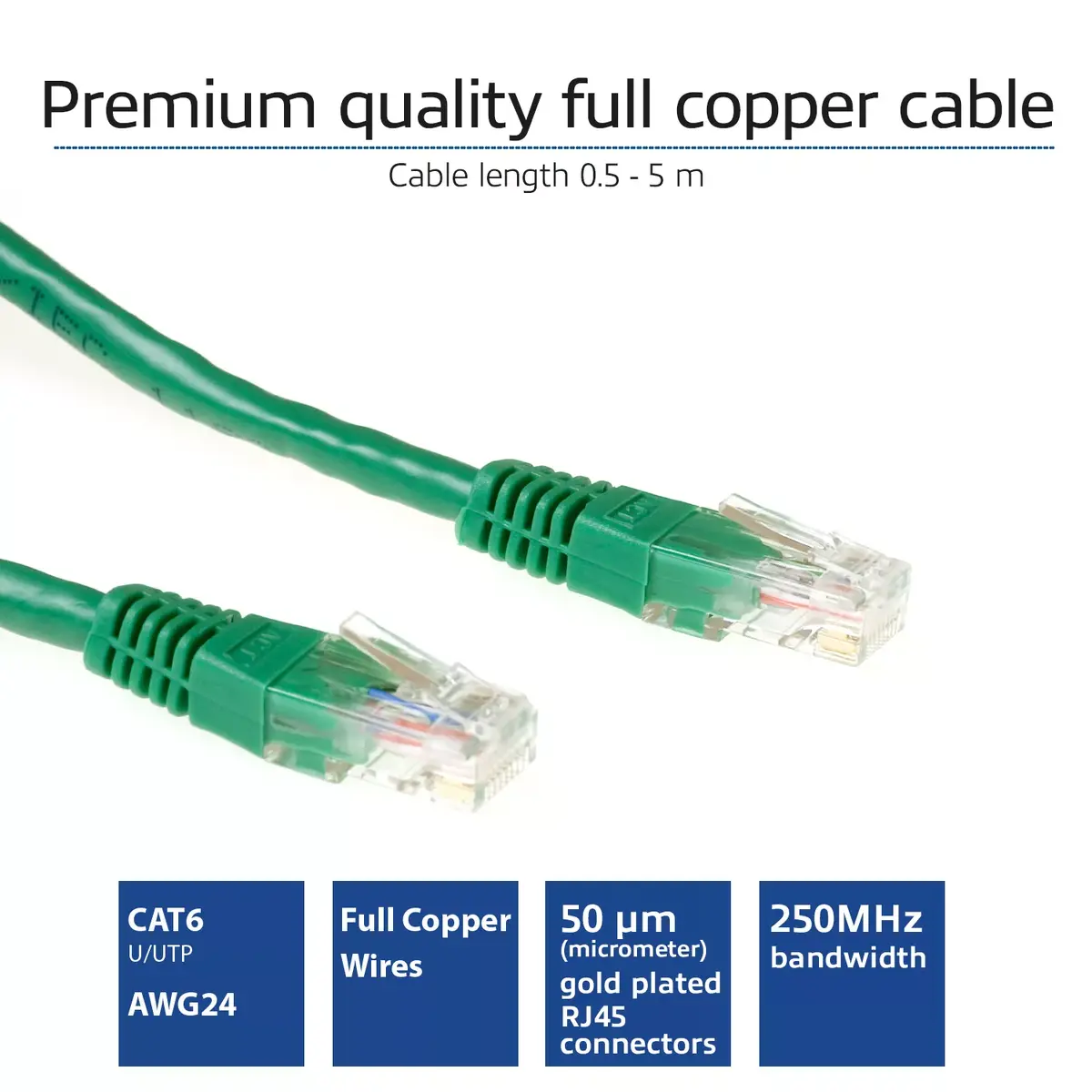 Pārejas kabelis ACT Green 0.25m U/UTP CAT6 Photo 2