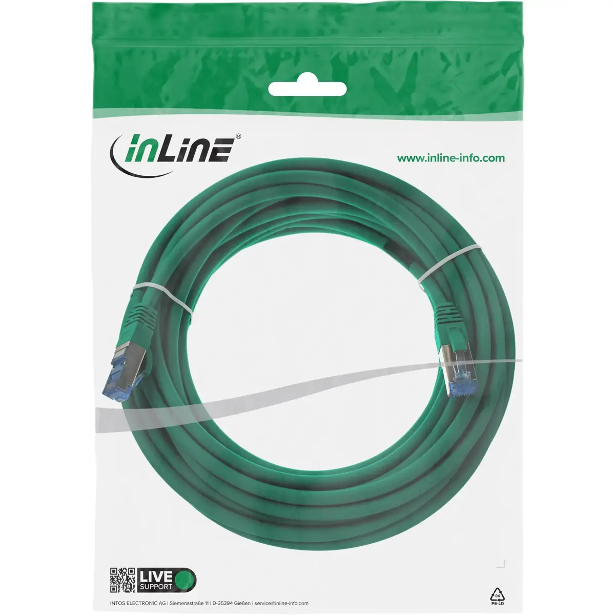 InLine Патч-корд Cat6a S/FTP 20м Зеленый 76820G Photo 4