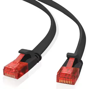 Ethernet patch cable helos Ultra Flat Slim Cat 6 5.0 m Black