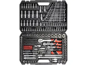 Ligzdu komplekts YATO YT-38841, 216 daļas, 1/4" vārpsta, ātrā atbrīvošana, Torx un sešstūru detaļas, pretkorozijas, melns