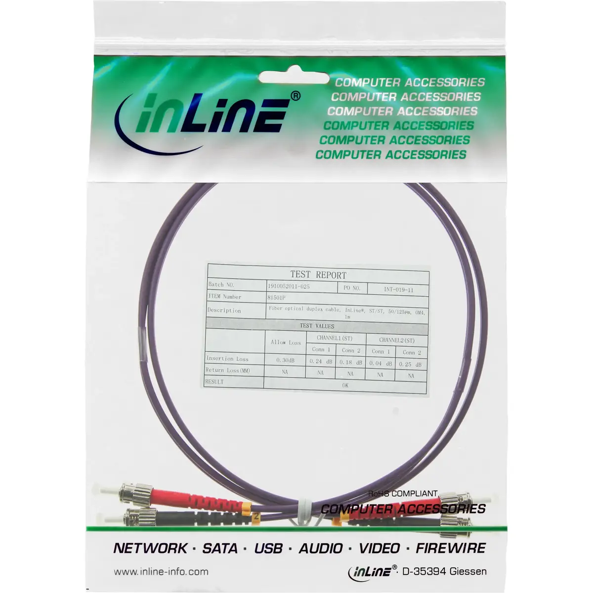 InLine Fiber Optical Duplex Cable ST/ST OM4 5m Photo 2