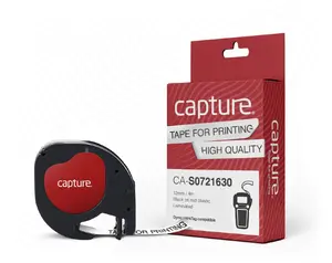 Лента для этикеток Capture CA-S0721630 Черный на красном пластиковая 1.2 см x 4 м Совместимость с DYMO LetraTag