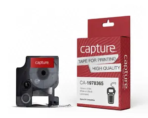 Лента для маркировки Capture CA-1978365 нейлоновая Белая на черном 1.2 см х 3 м совместимая с D1