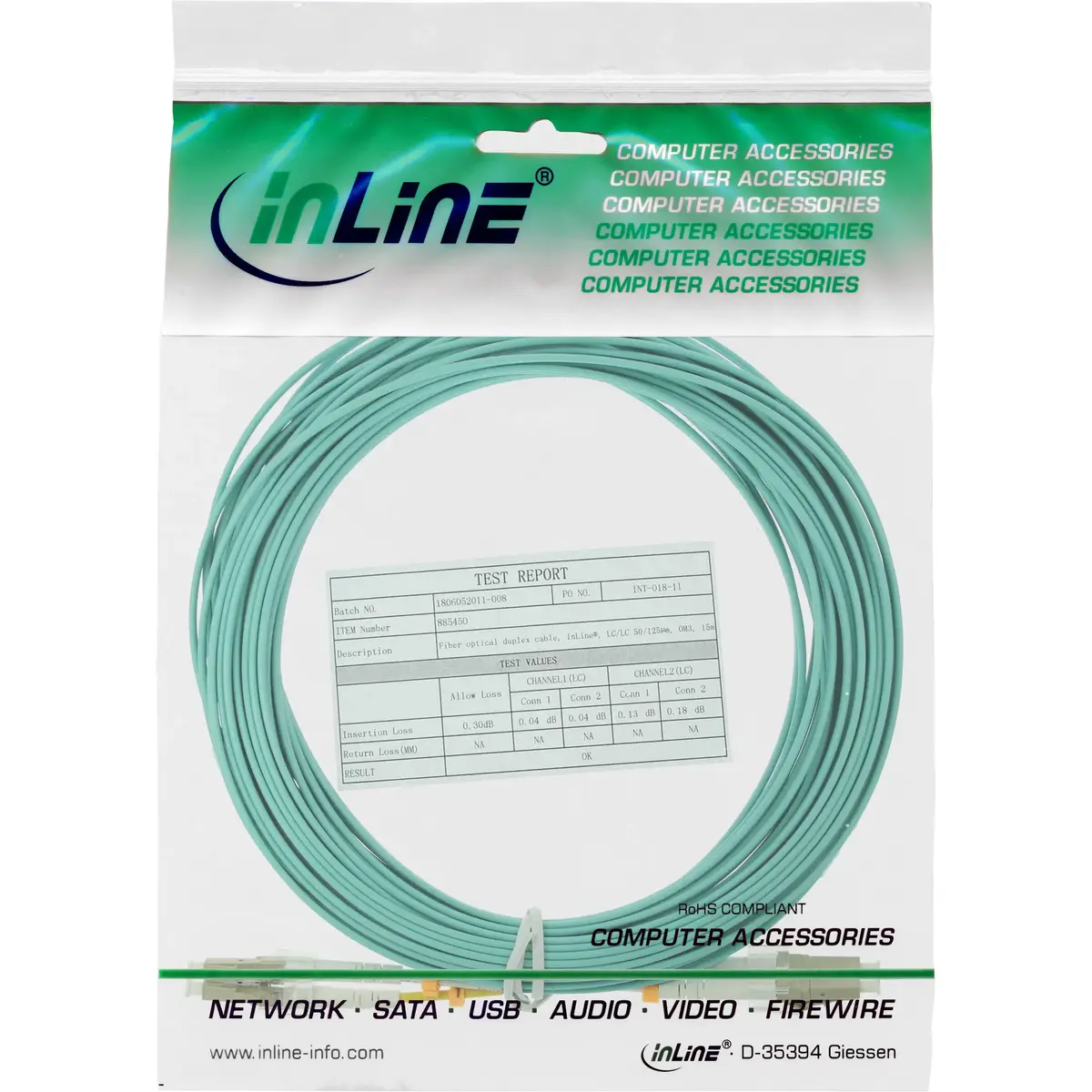 Оптический кабель InLine LC/LC OM3 10м Photo 2