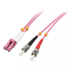 Lindy 46350 optisko šķiedru kabelis 1 m LC ST OM4 Rozā